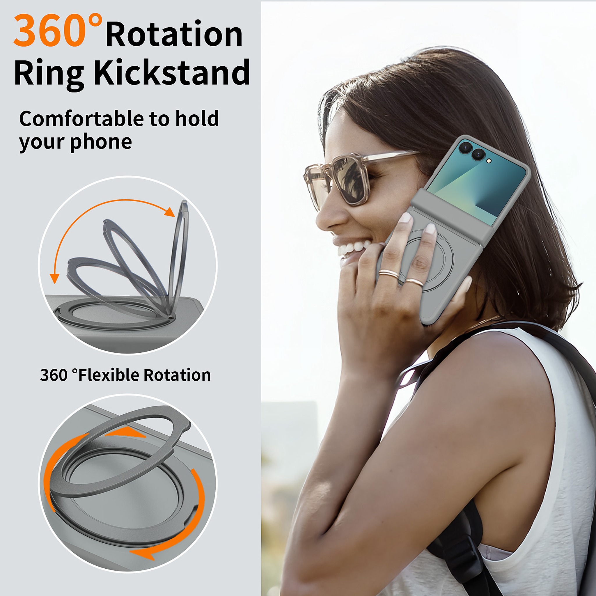 SendaFit Matte Skin-Feel Two-in-One 360° Stand Flip-Fold with Side Cover Case for Galaxy Z Flip 8 detail 17