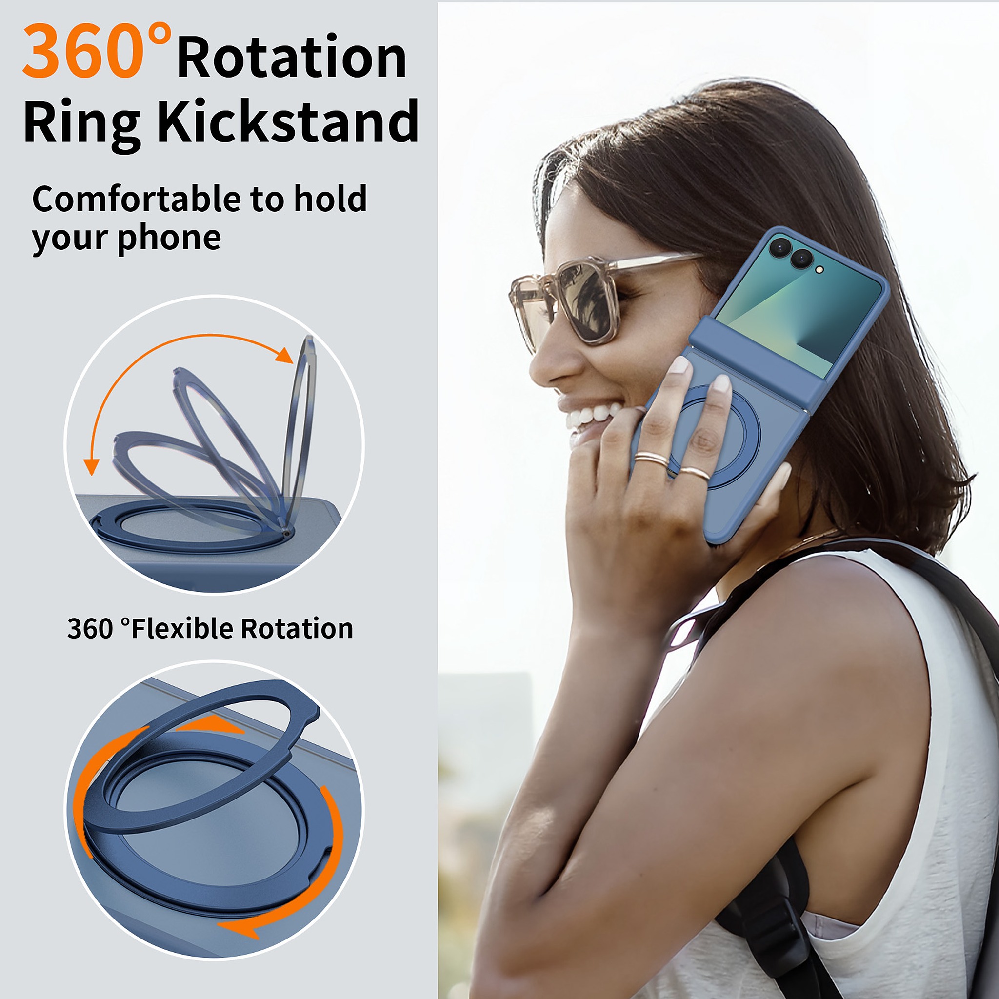 SendaFit Matte Skin-Feel Two-in-One 360° Stand Flip-Fold with Side Cover Case for Galaxy Z Flip 8 detail 2