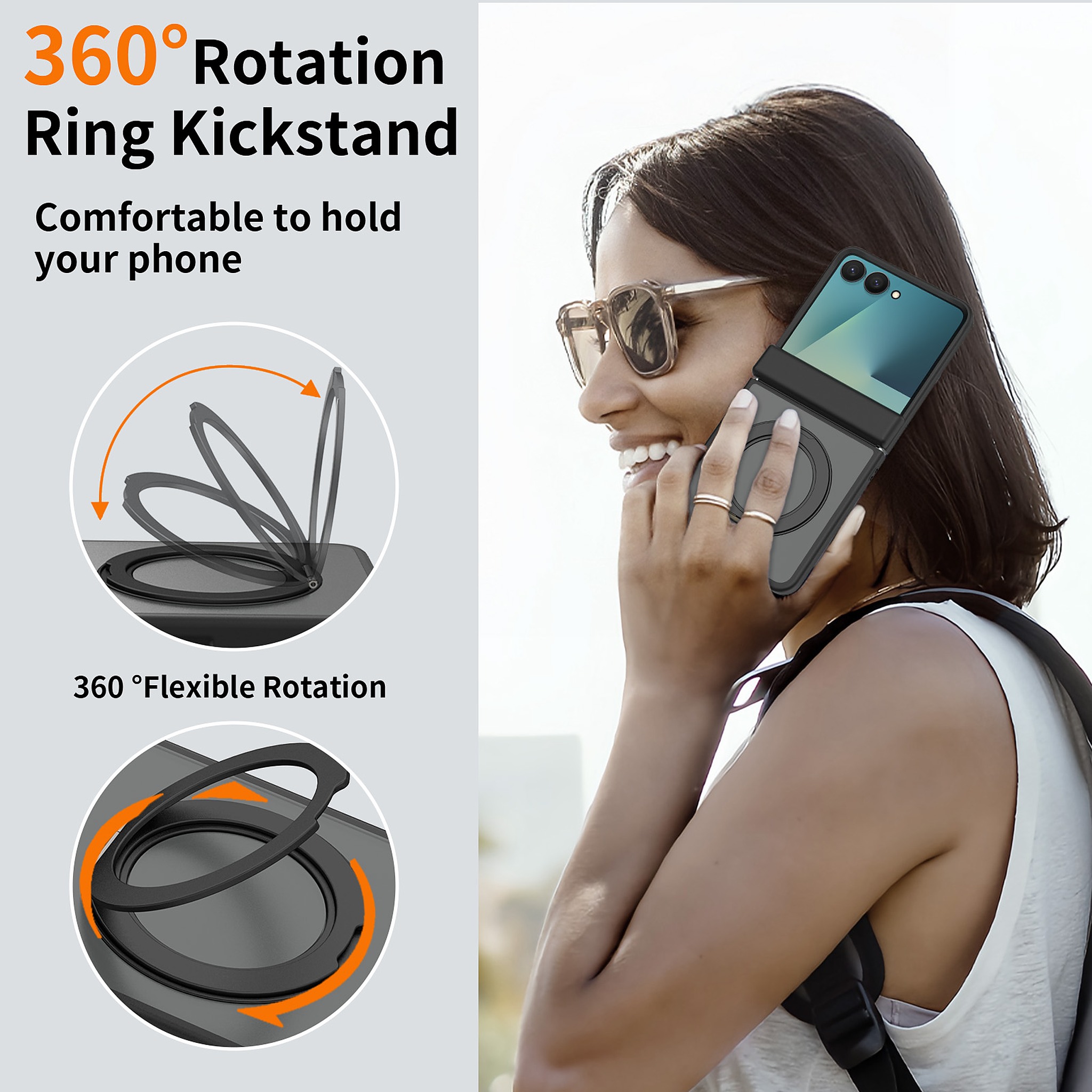 SendaFit Matte Skin-Feel Two-in-One 360° Stand Flip-Fold with Side Cover Case for Galaxy Z Flip 8 detail 22