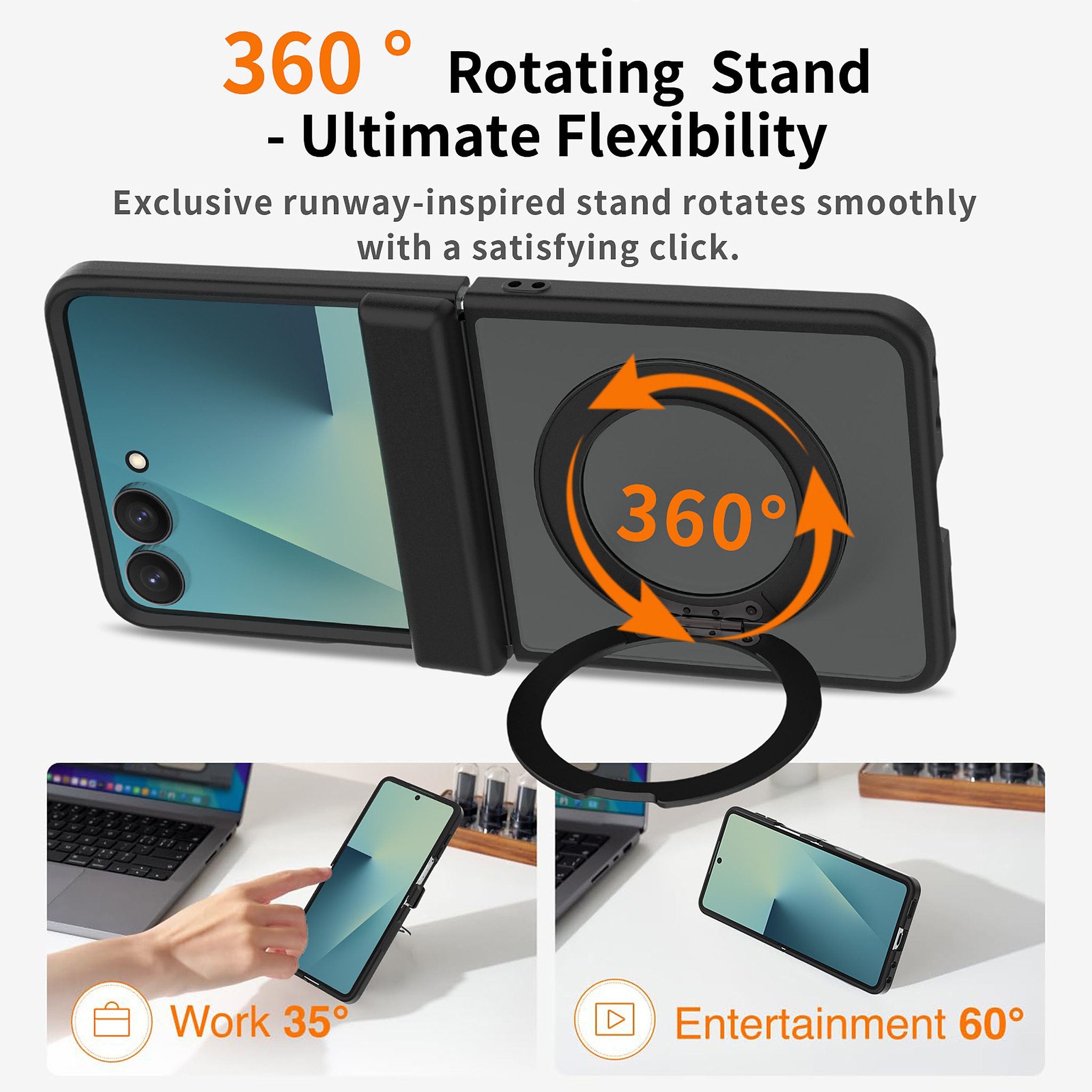 SendaFit Matte Skin-Feel Two-in-One 360° Stand Flip-Fold with Side Cover Case for Galaxy Z Flip 8 detail 23