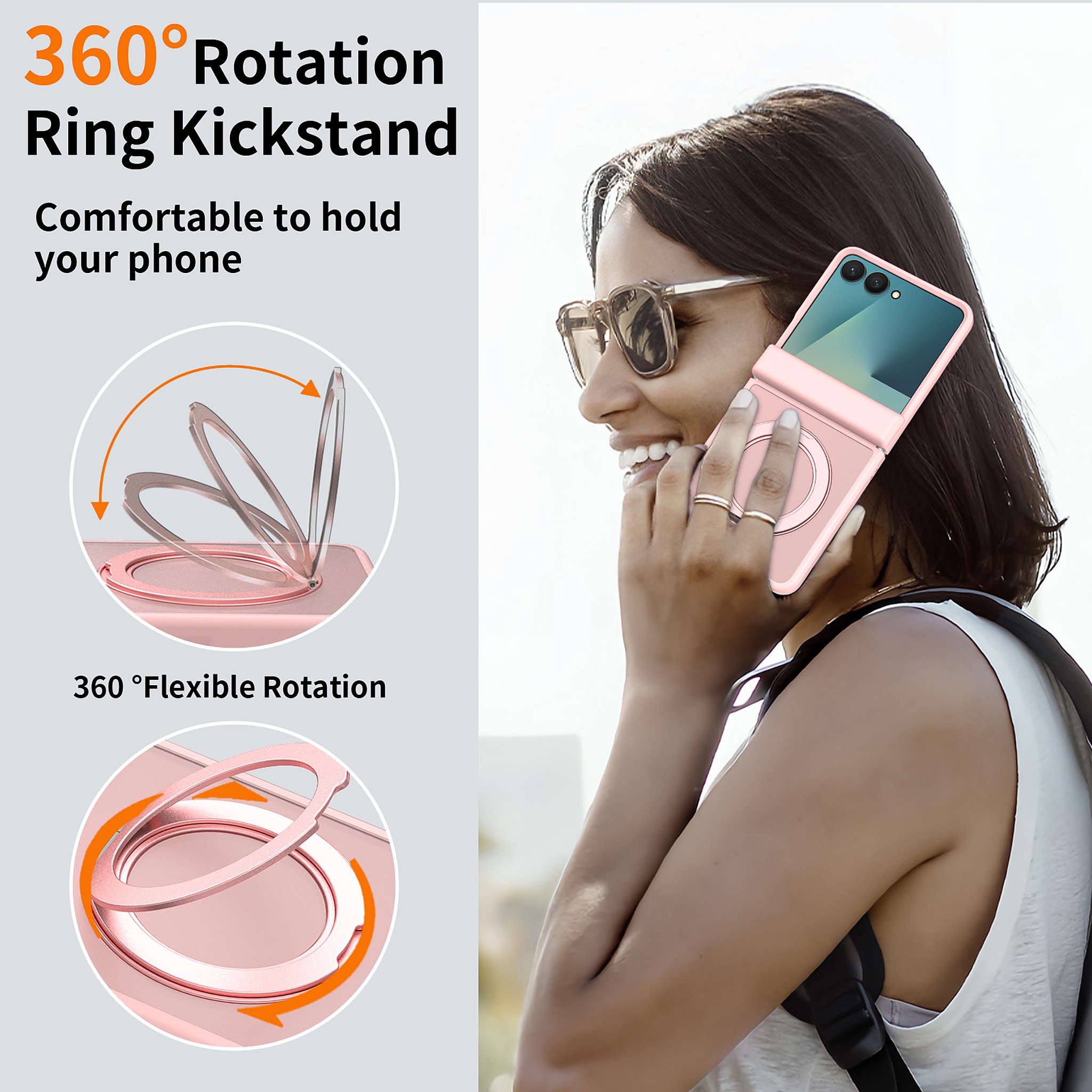SendaFit Matte Skin-Feel Two-in-One 360° Stand Flip-Fold with Side Cover Case for Galaxy Z Flip 8 detail 7