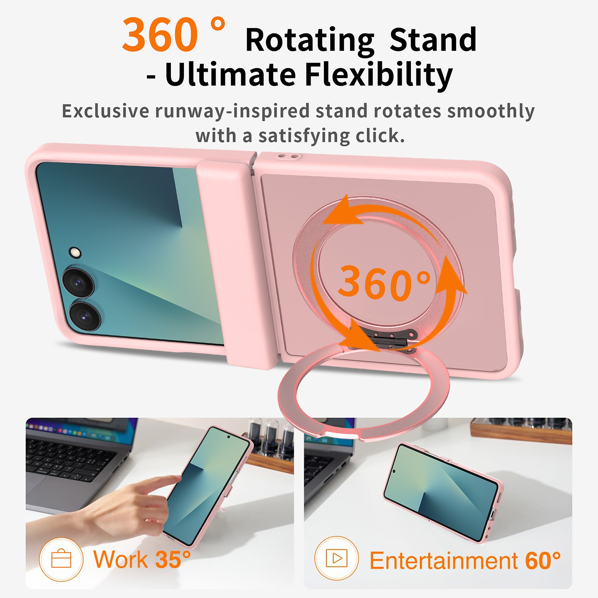 SendaFit Matte Skin-Feel Two-in-One 360° Stand Flip-Fold with Side Cover Case for Galaxy Z Flip 8 detail 8