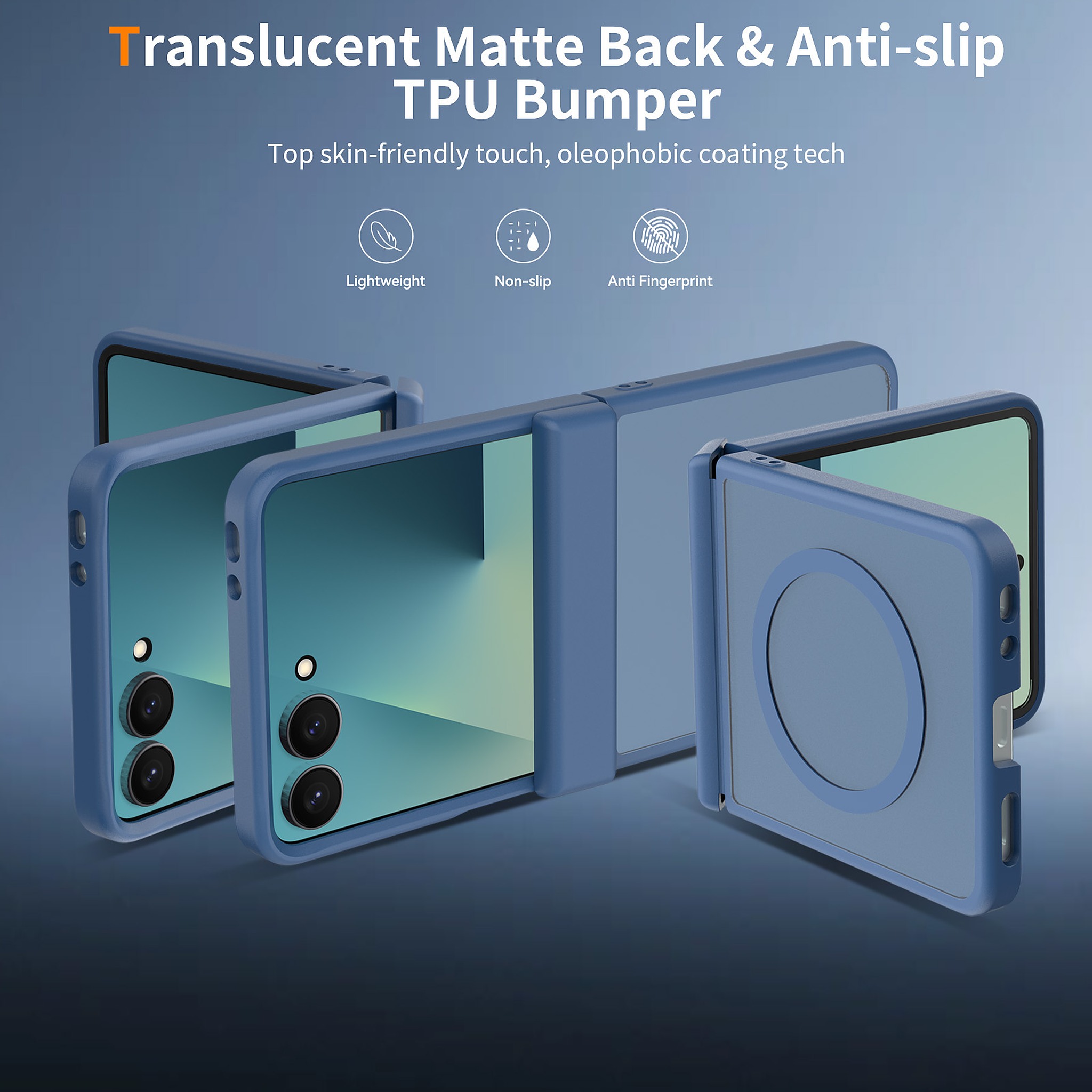 SendaFit Matte Skin-Feel Flip-Fold with Side Cover MagSafe Case for Galaxy Z Flip 8 detail 1
