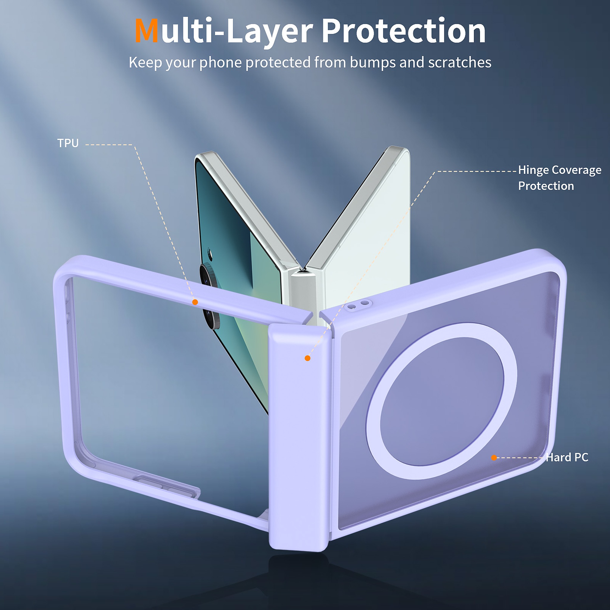 SendaFit Matte Skin-Feel Flip-Fold with Side Cover MagSafe Case for Galaxy Z Flip 8 detail 10