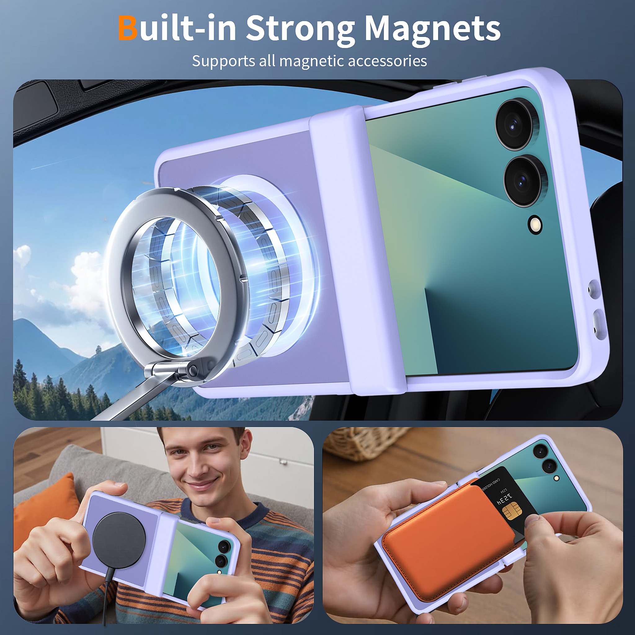 SendaFit Matte Skin-Feel Flip-Fold with Side Cover MagSafe Case for Galaxy Z Flip 8 detail 12