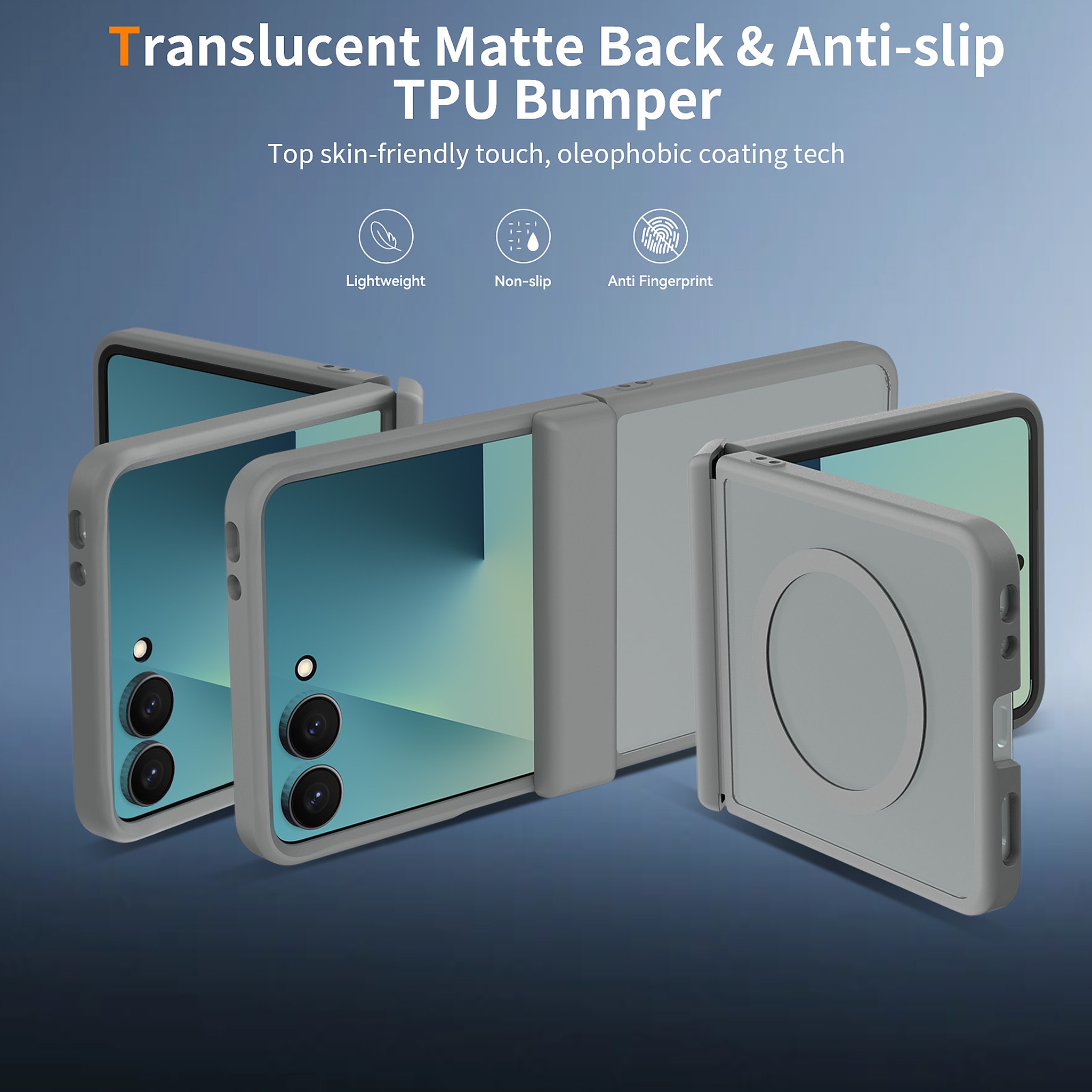 SendaFit Matte Skin-Feel Flip-Fold with Side Cover MagSafe Case for Galaxy Z Flip 8 detail 13