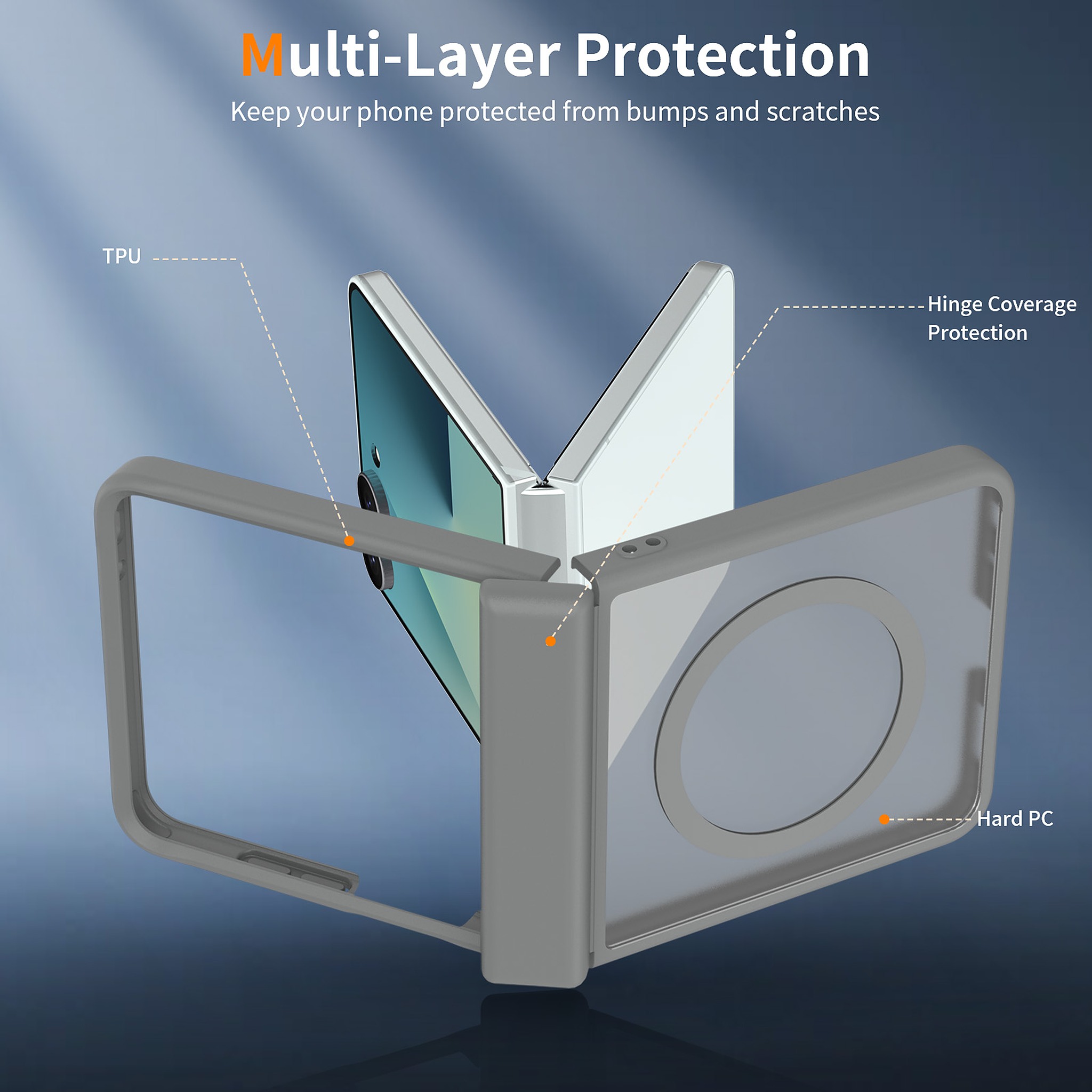 SendaFit Matte Skin-Feel Flip-Fold with Side Cover MagSafe Case for Galaxy Z Flip 8 detail 14