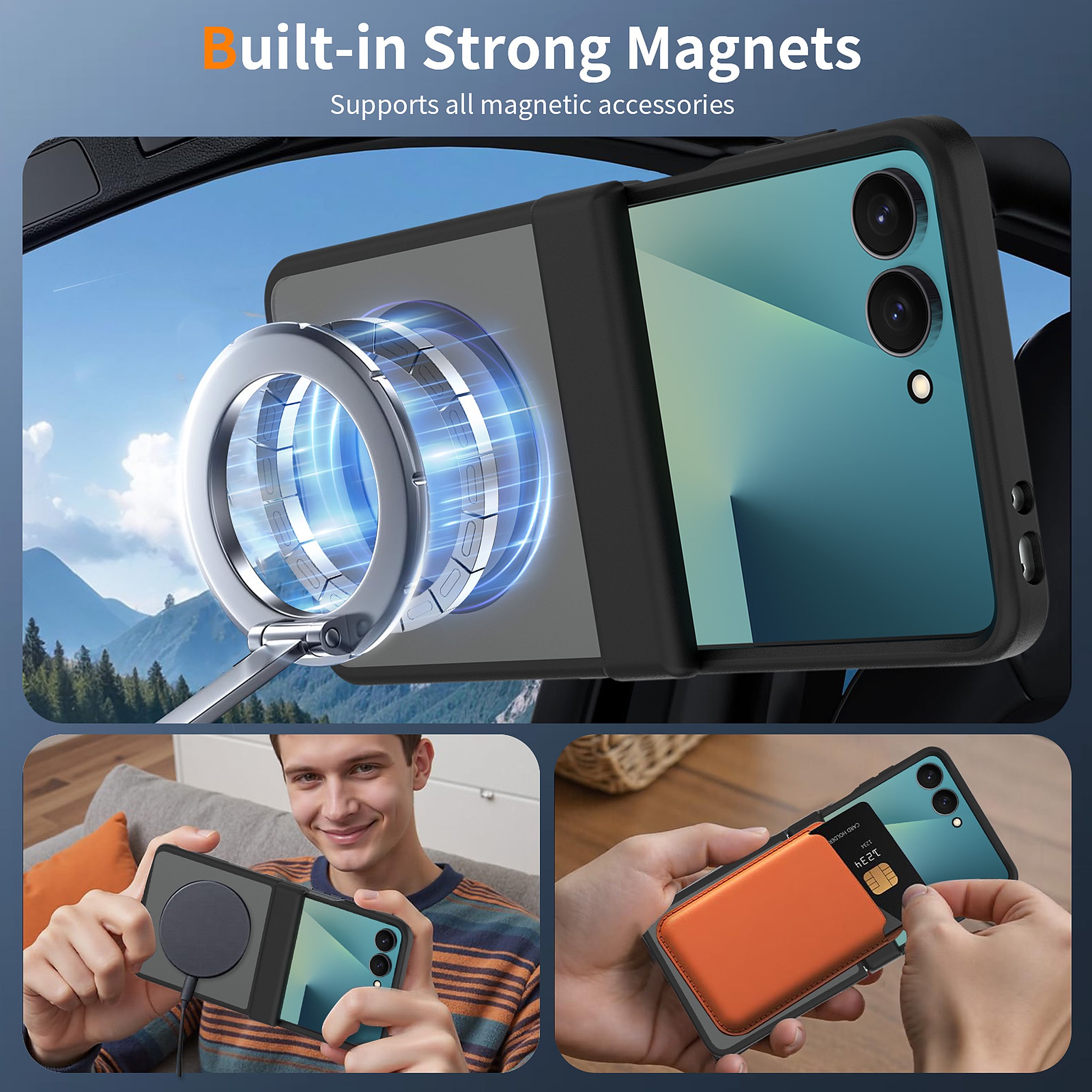 SendaFit Matte Skin-Feel Flip-Fold with Side Cover MagSafe Case for Galaxy Z Flip 8 detail 20