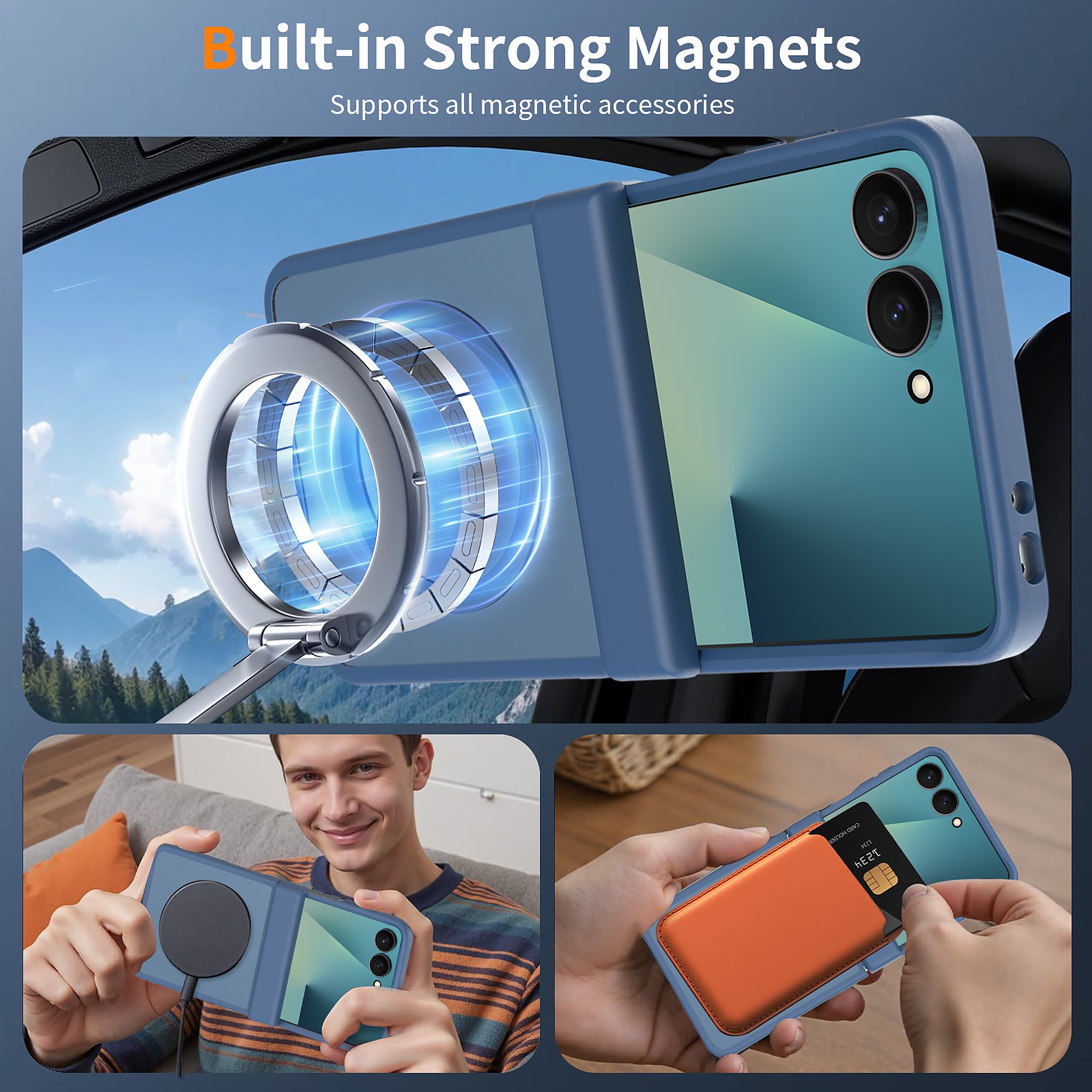 SendaFit Matte Skin-Feel Flip-Fold with Side Cover MagSafe Case for Galaxy Z Flip 8 detail 4