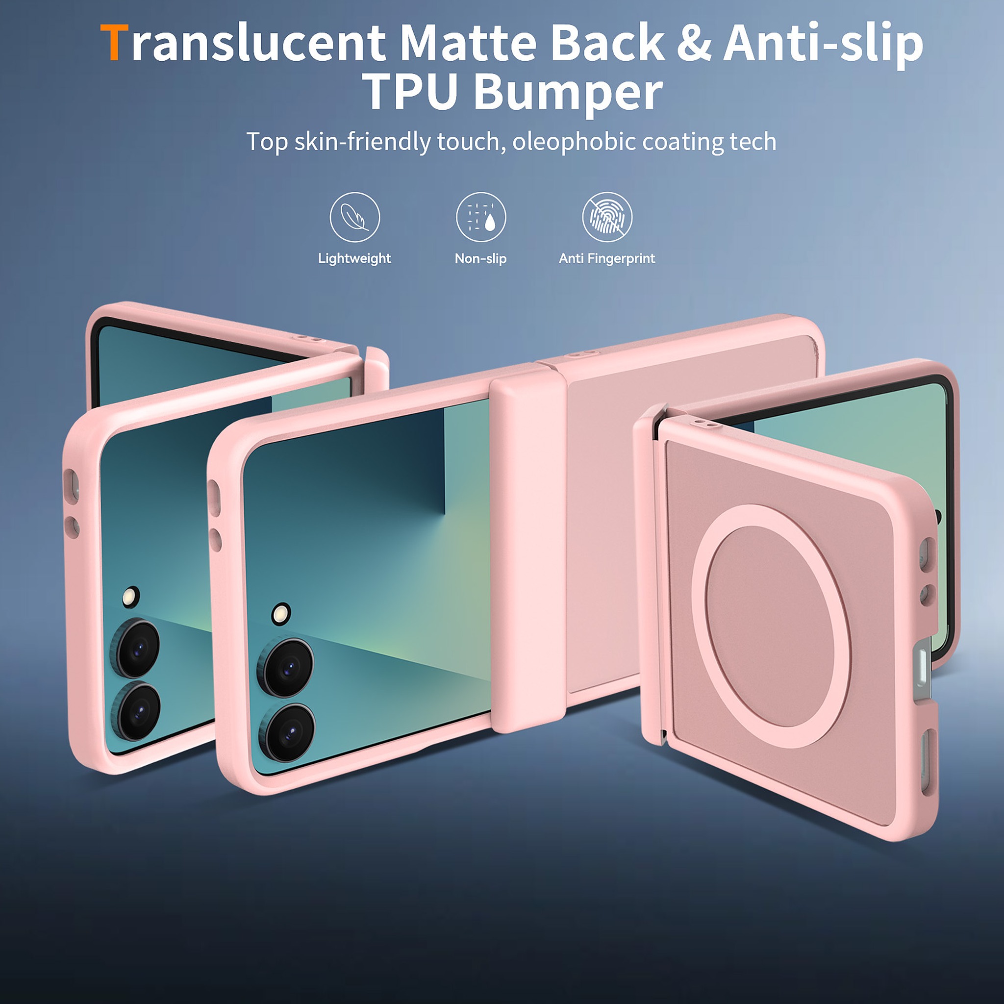 SendaFit Matte Skin-Feel Flip-Fold with Side Cover MagSafe Case for Galaxy Z Flip 8 detail 5