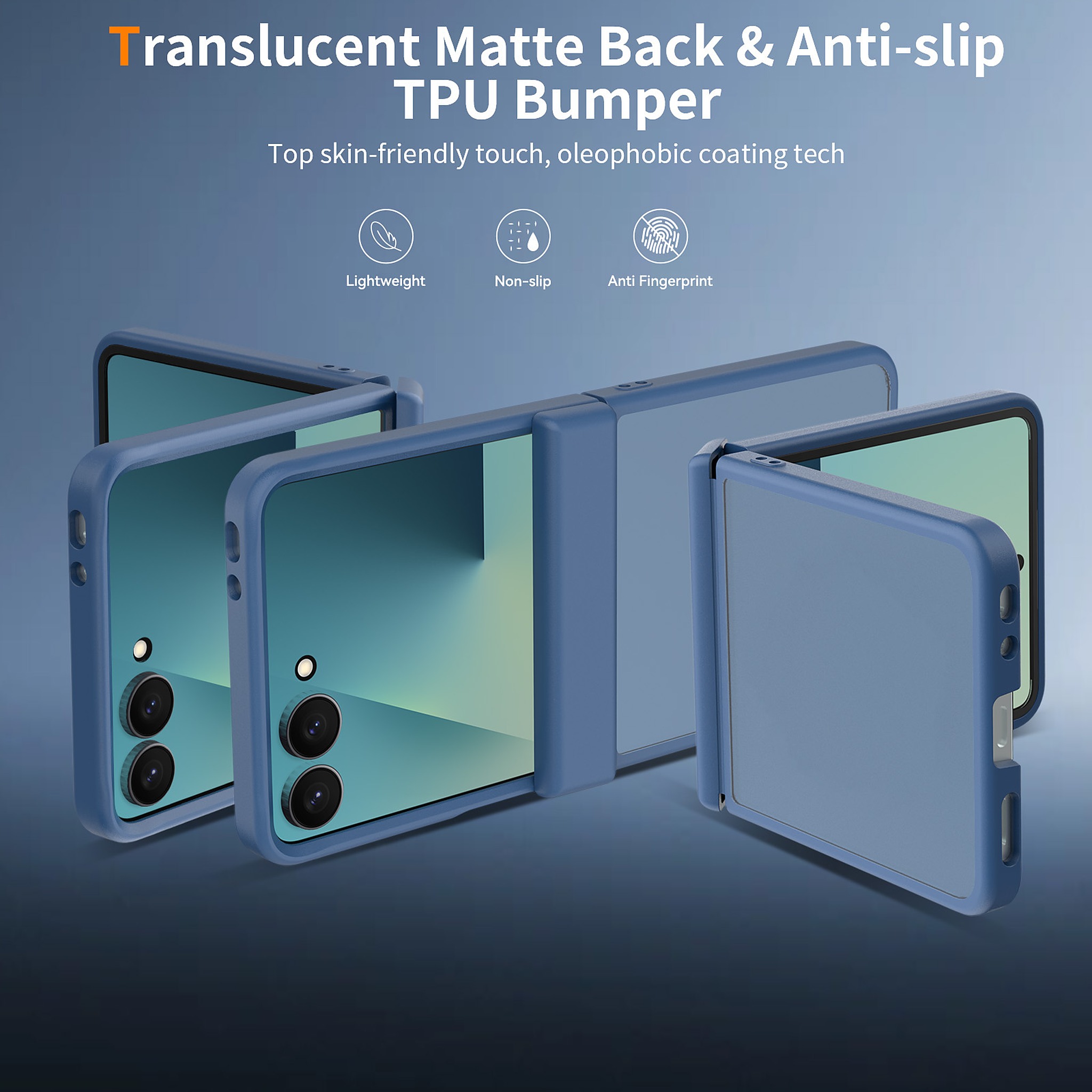 SendaFit Matte Skin-Feel Flip-Fold with Side Cover Case for Galaxy Z Flip 8 detail 1