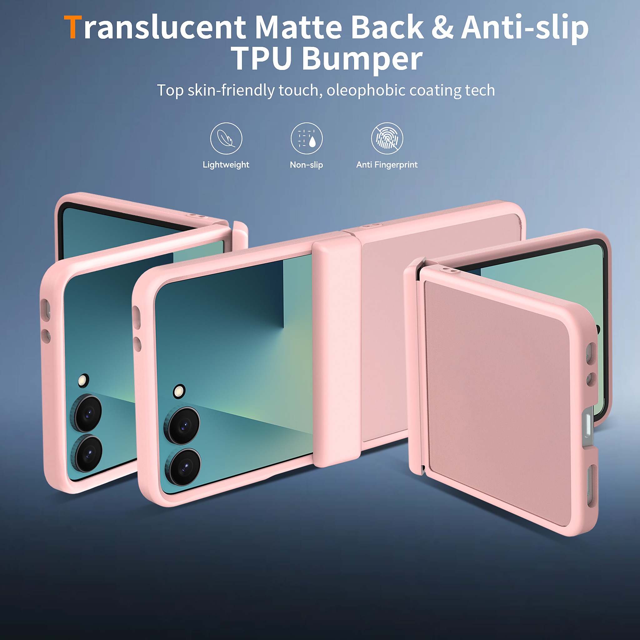 SendaFit Matte Skin-Feel Flip-Fold with Side Cover Case for Galaxy Z Flip 8 detail 5
