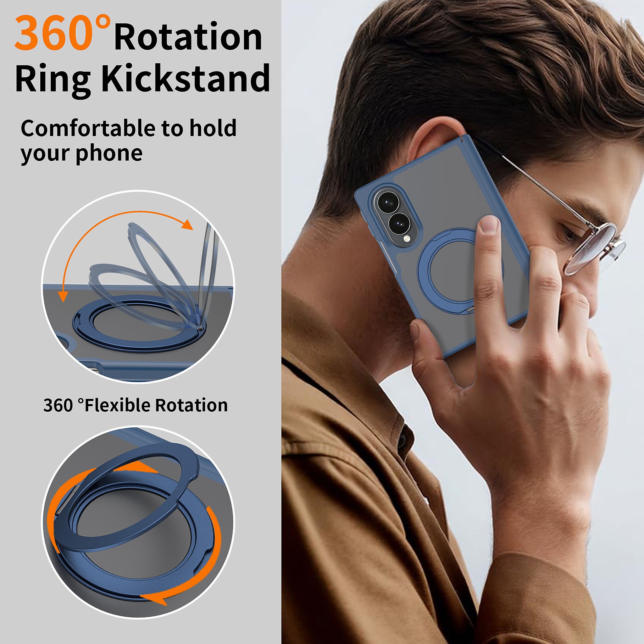 SendaFit Matte Skin-Feel 360° Stand Fold-Open with Side Cover Case for Galaxy Z Fold 8 detail 1