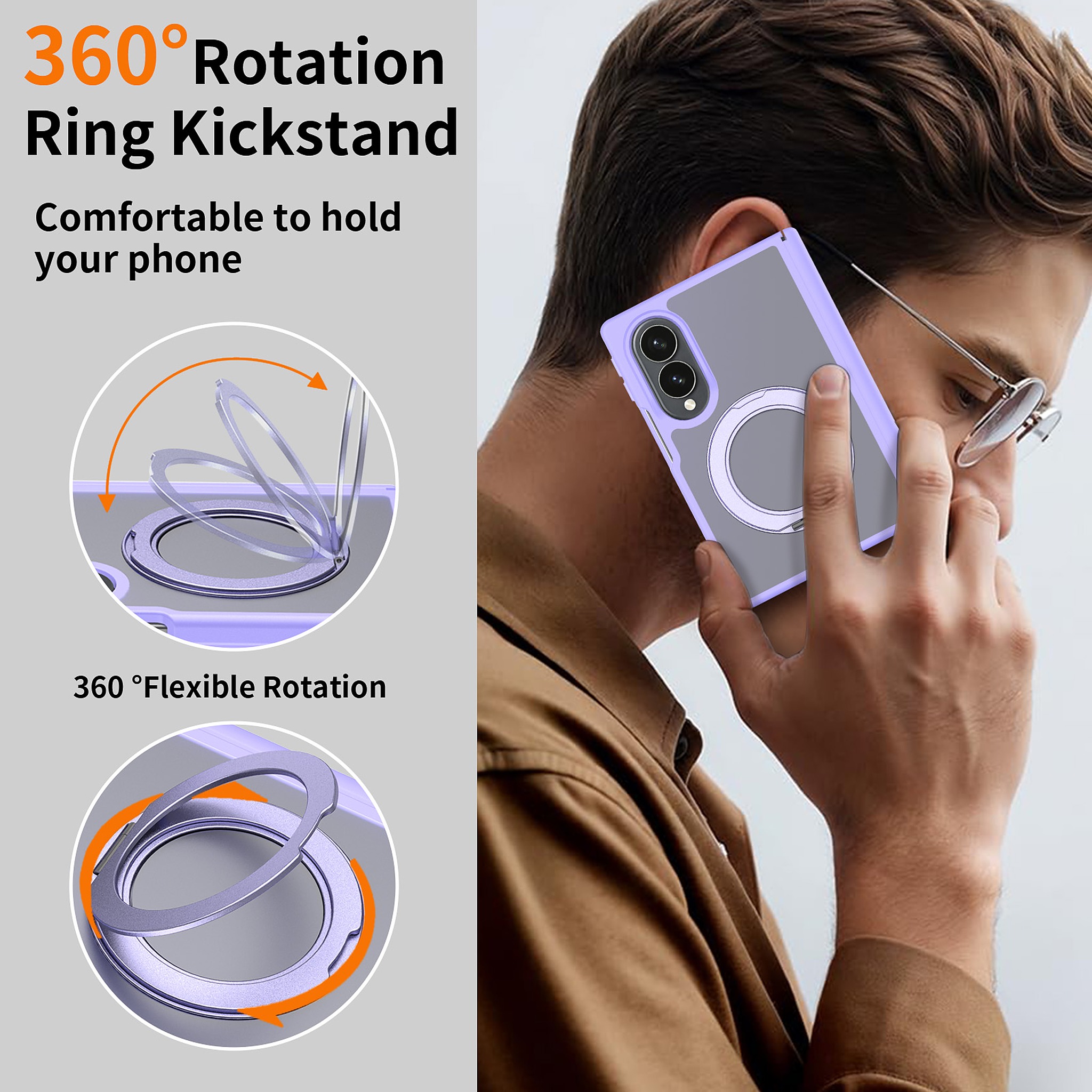 SendaFit Matte Skin-Feel 360° Stand Fold-Open with Side Cover Case for Galaxy Z Fold 8 detail 16