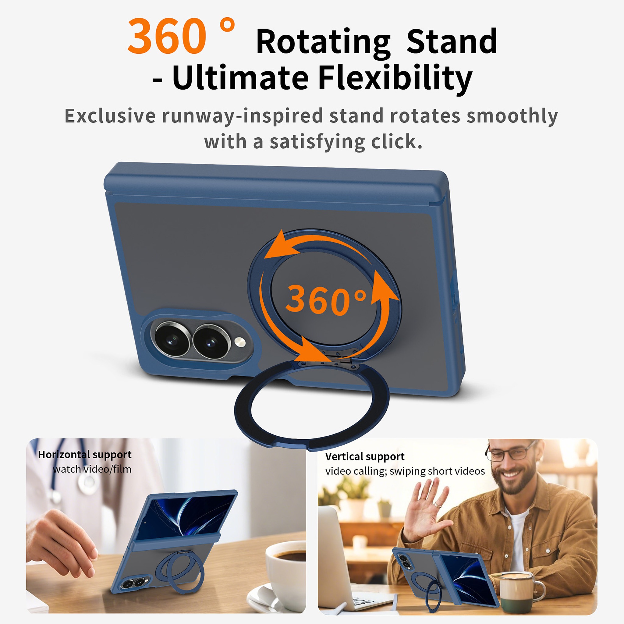 SendaFit Matte Skin-Feel 360° Stand Fold-Open with Side Cover Case for Galaxy Z Fold 8 detail 2