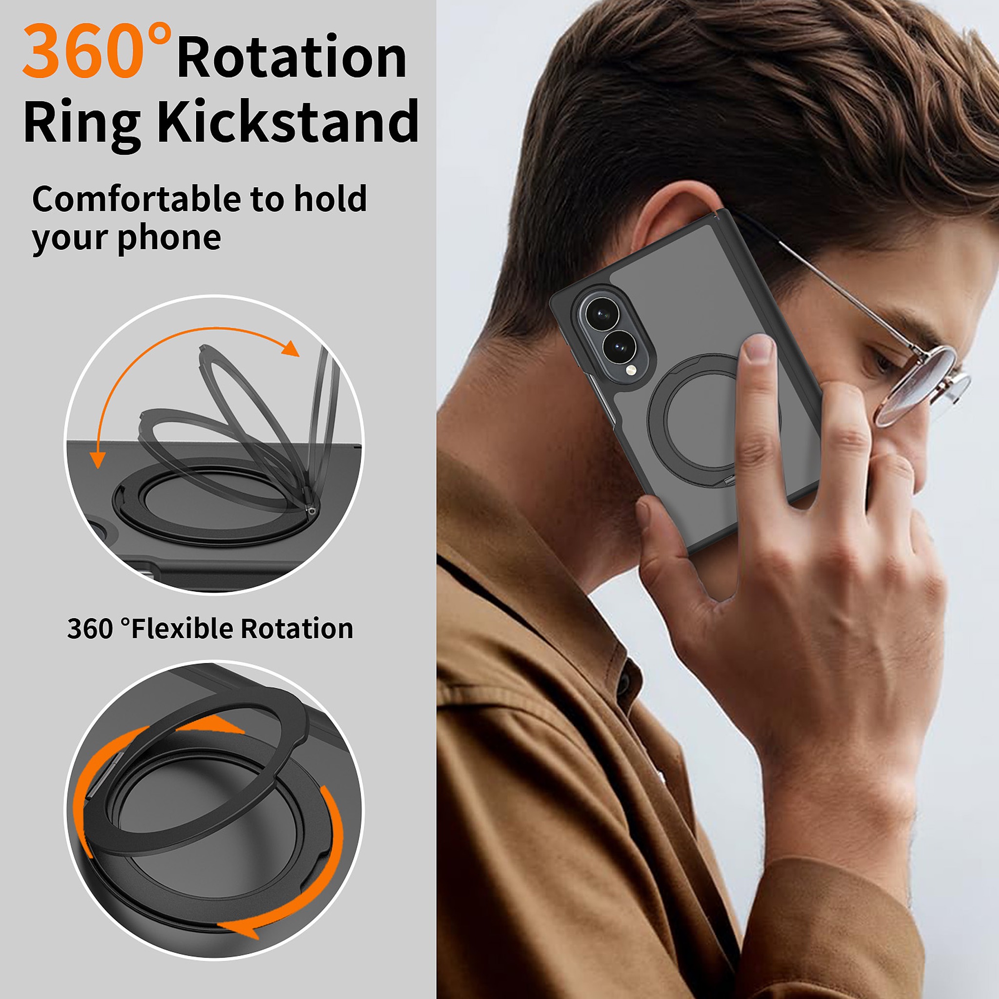 SendaFit Matte Skin-Feel 360° Stand Fold-Open with Side Cover Case for Galaxy Z Fold 8 detail 21