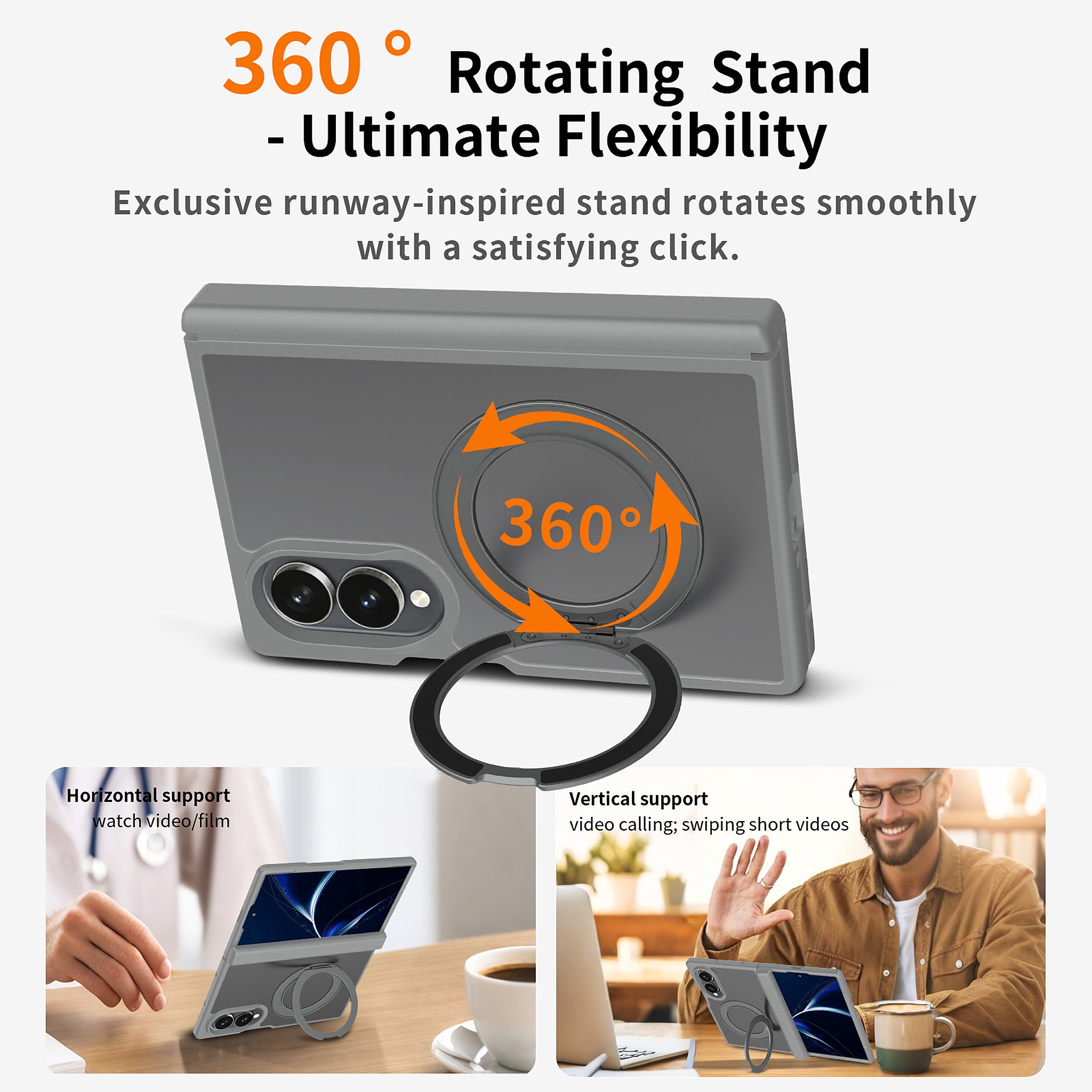SendaFit Matte Skin-Feel 360° Stand Fold-Open with Side Cover Case for Galaxy Z Fold 8 detail 7