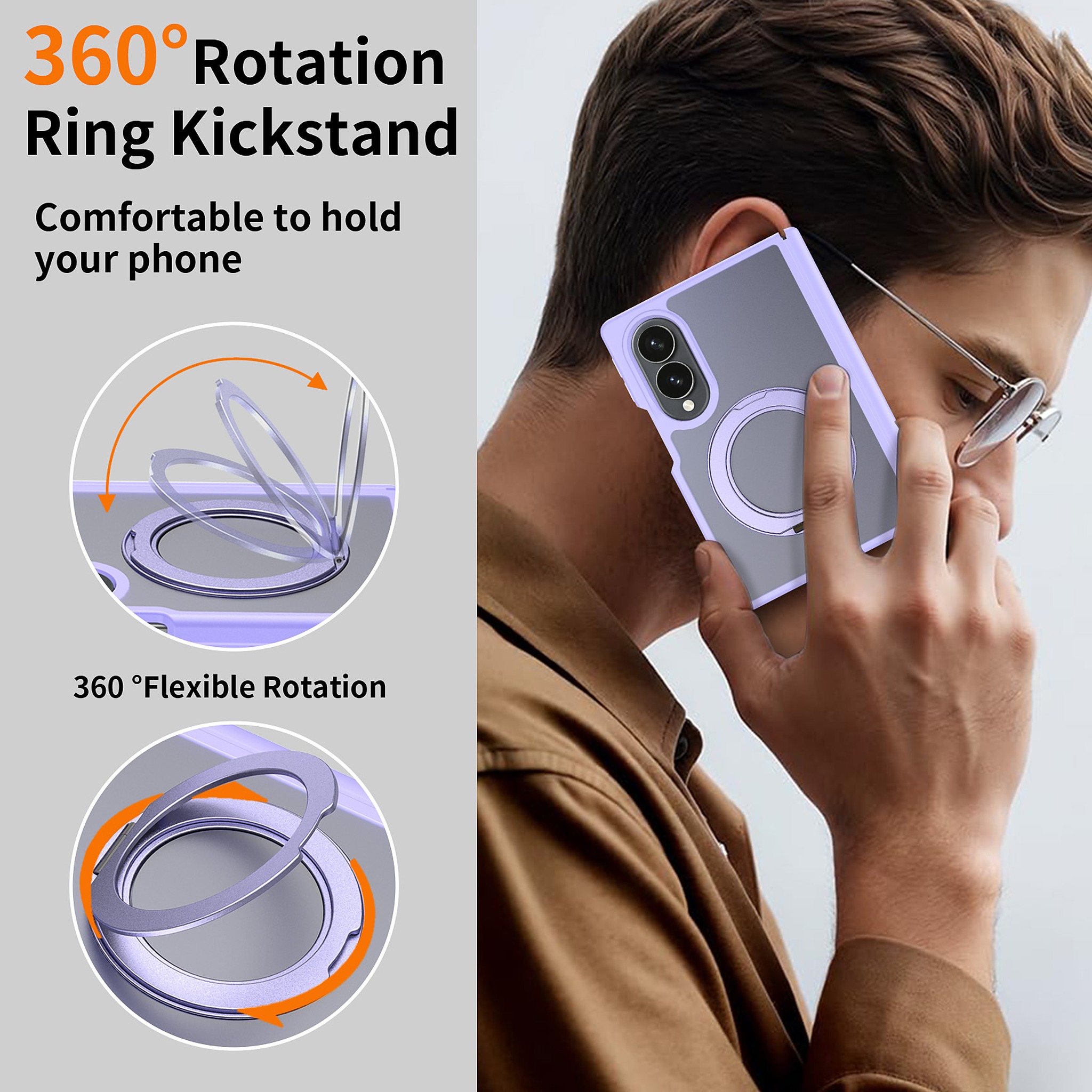 SendaFit Matte Skin-Feel 360° Stand Fold-Open No Front Frame Case for Galaxy Z Fold 8 detail 11
