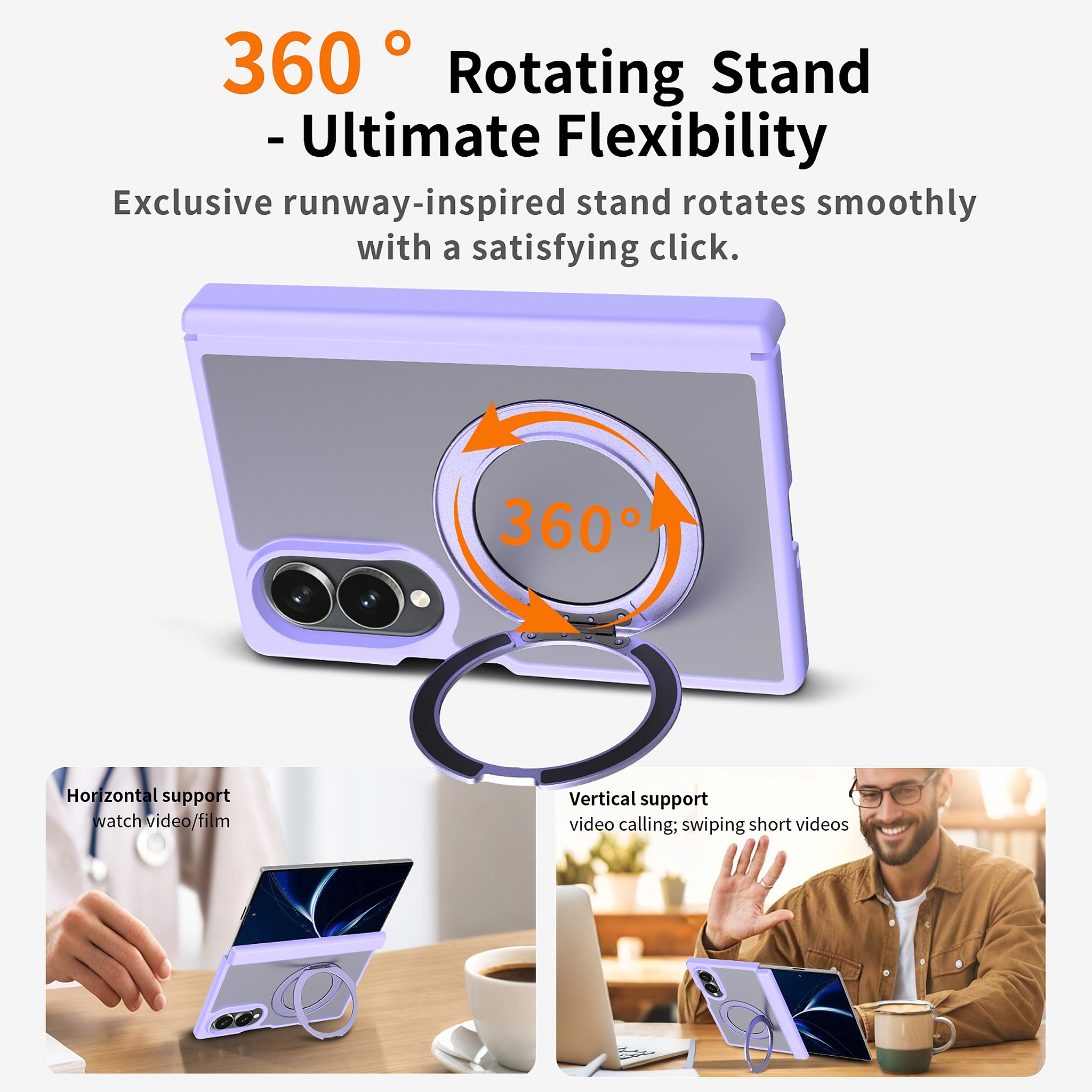 SendaFit Matte Skin-Feel 360° Stand Fold-Open No Front Frame Case for Galaxy Z Fold 8 detail 12