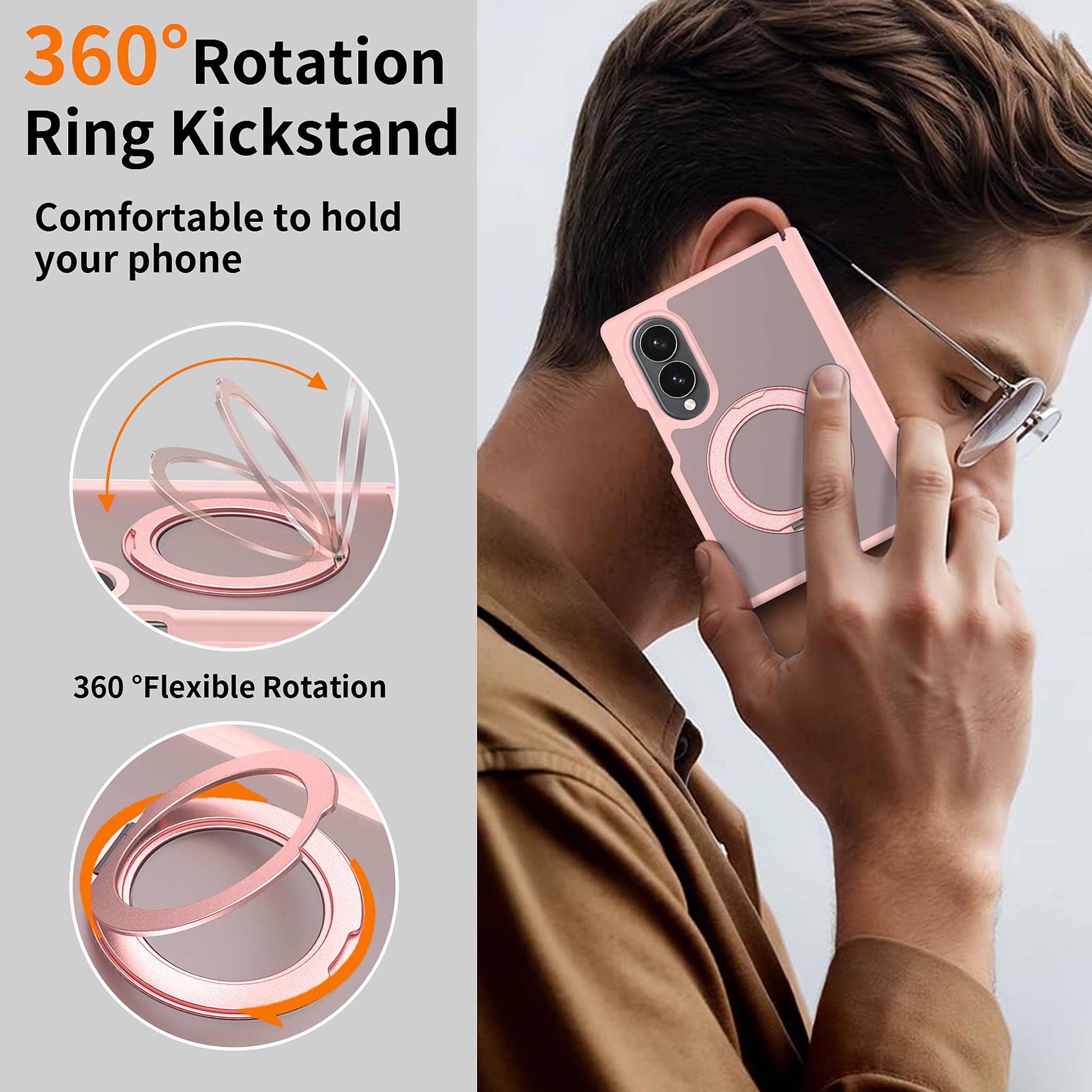 SendaFit Matte Skin-Feel 360° Stand Fold-Open No Front Frame Case for Galaxy Z Fold 8 detail 16