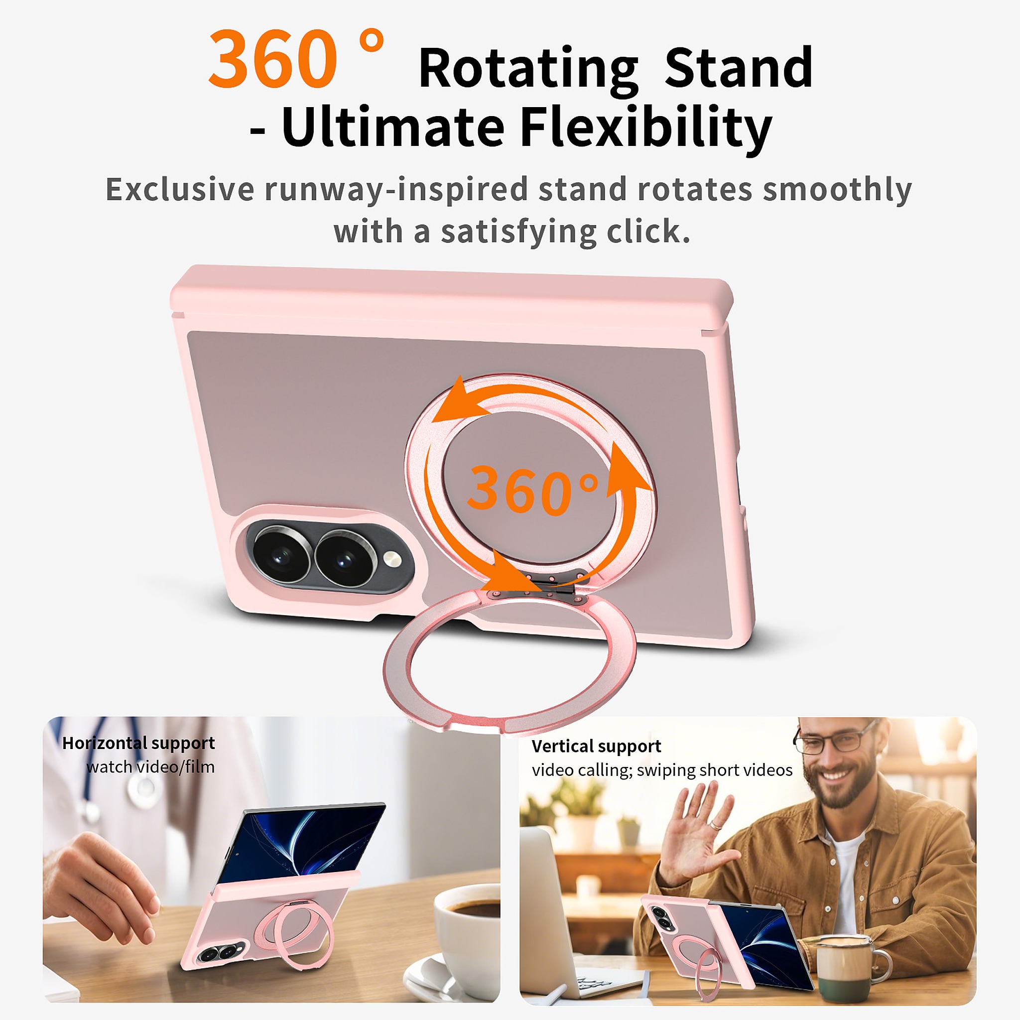 SendaFit Matte Skin-Feel 360° Stand Fold-Open No Front Frame Case for Galaxy Z Fold 8 detail 17