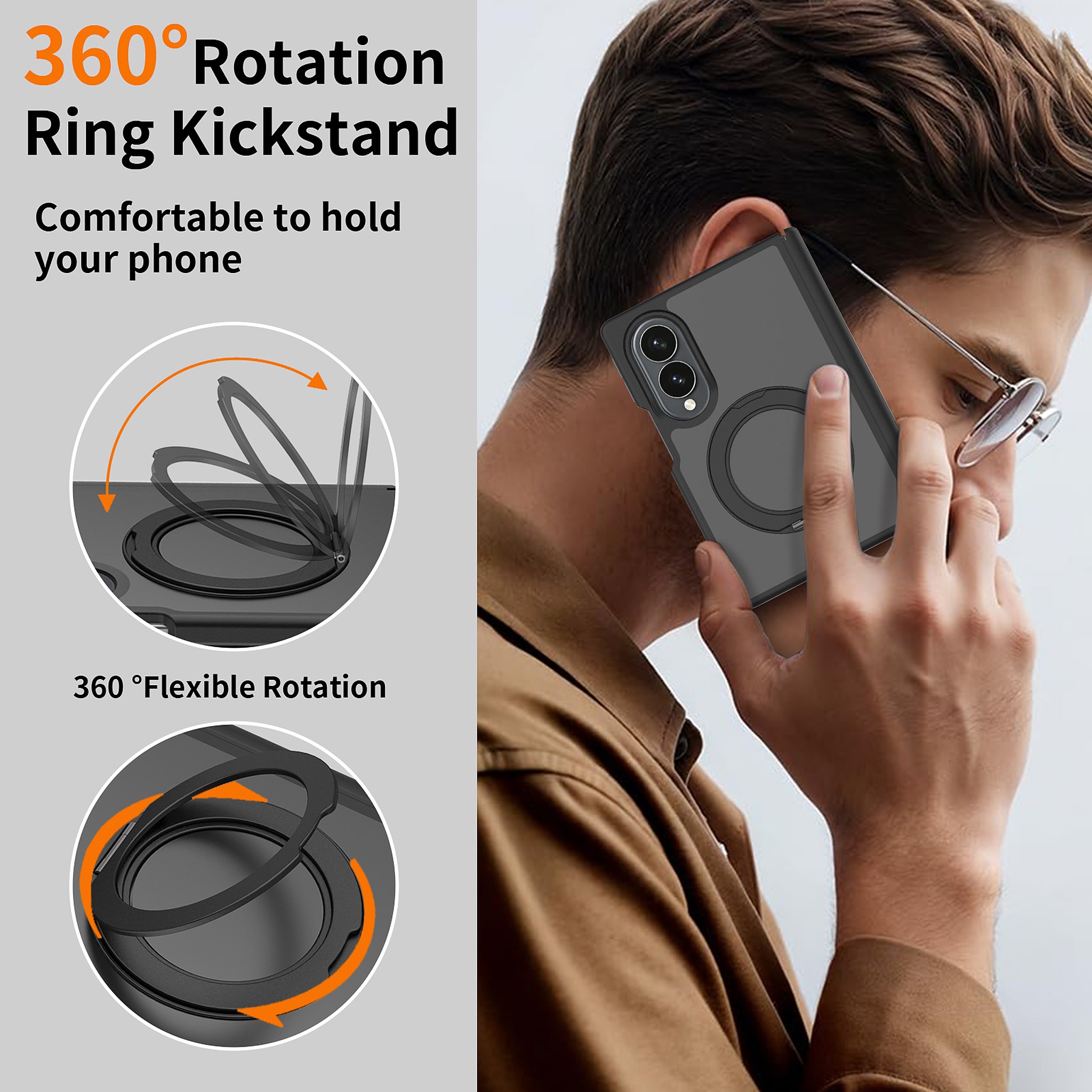 SendaFit Matte Skin-Feel 360° Stand Fold-Open No Front Frame Case for Galaxy Z Fold 8 detail 21