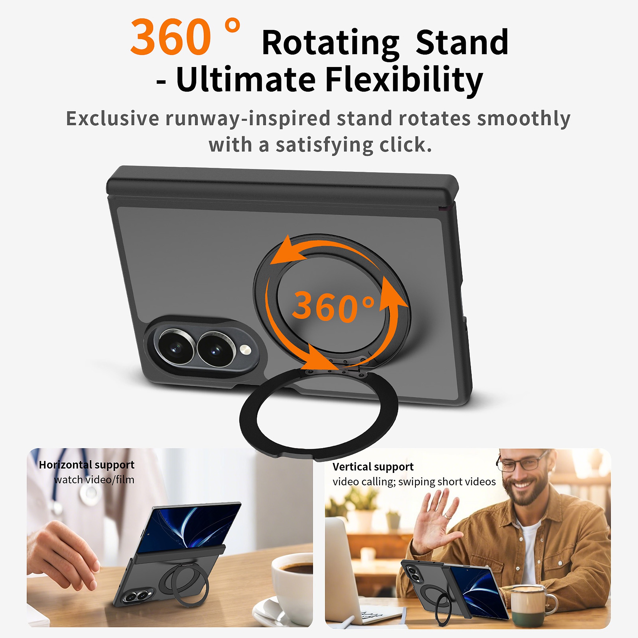 SendaFit Matte Skin-Feel 360° Stand Fold-Open No Front Frame Case for Galaxy Z Fold 8 detail 22
