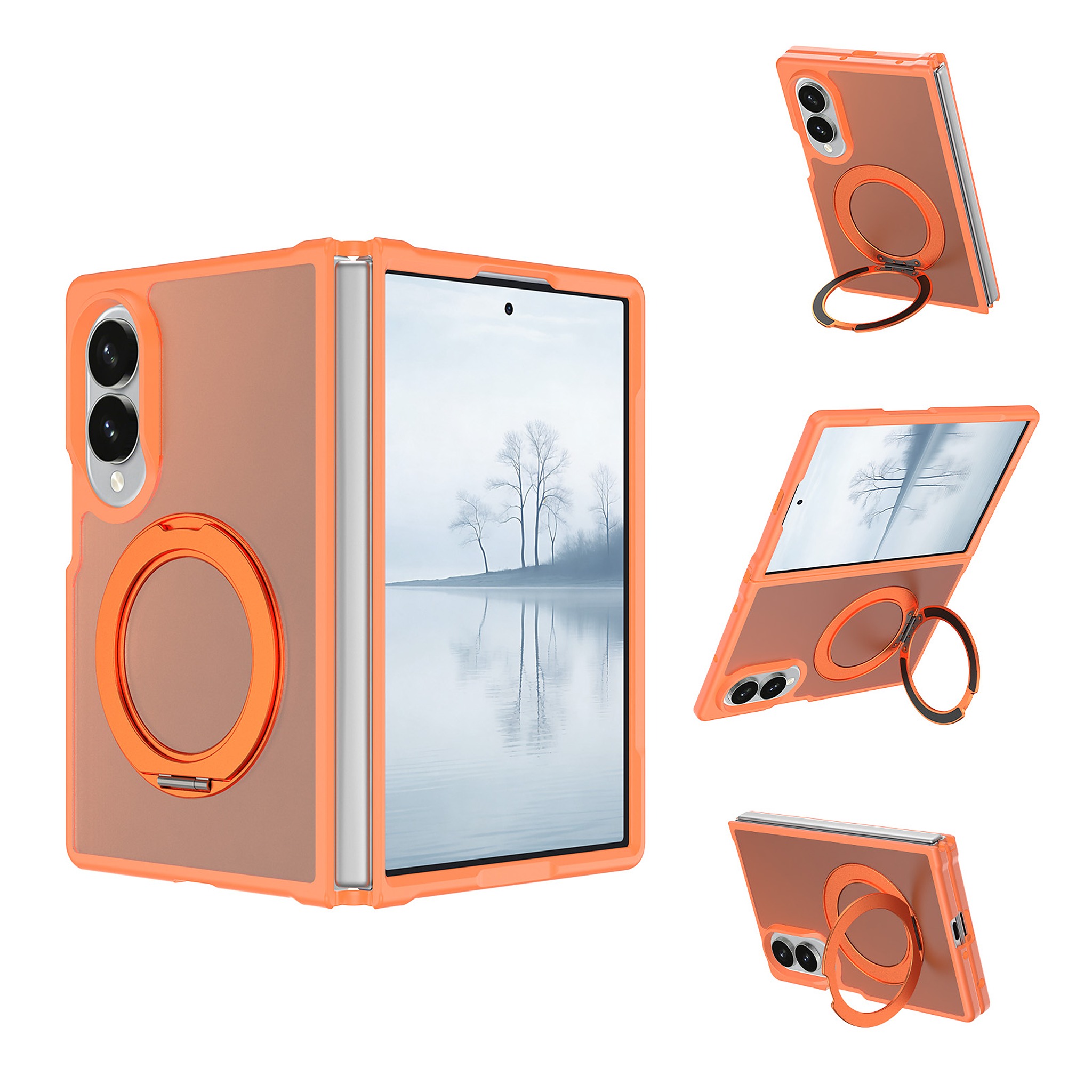 SendaFit Matte Skin-Feel 360° Stand Fold-Open Case for Galaxy Z Fold 8 - Orange