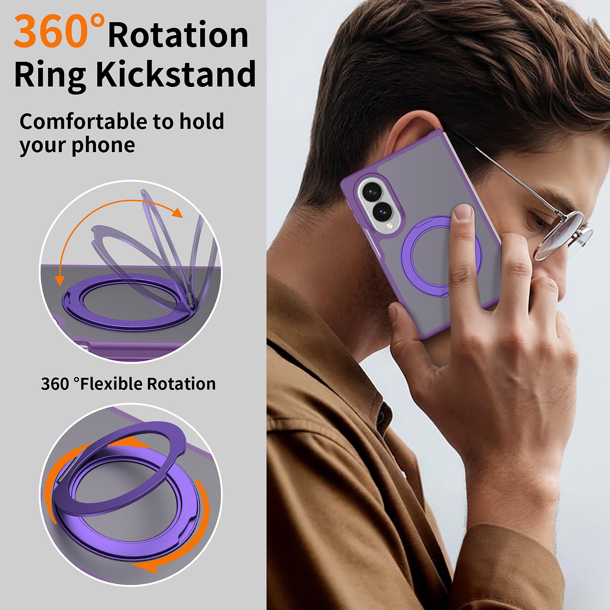 SendaFit Matte Skin-Feel 360° Stand Fold-Open Case for Galaxy Z Fold 8 detail 6