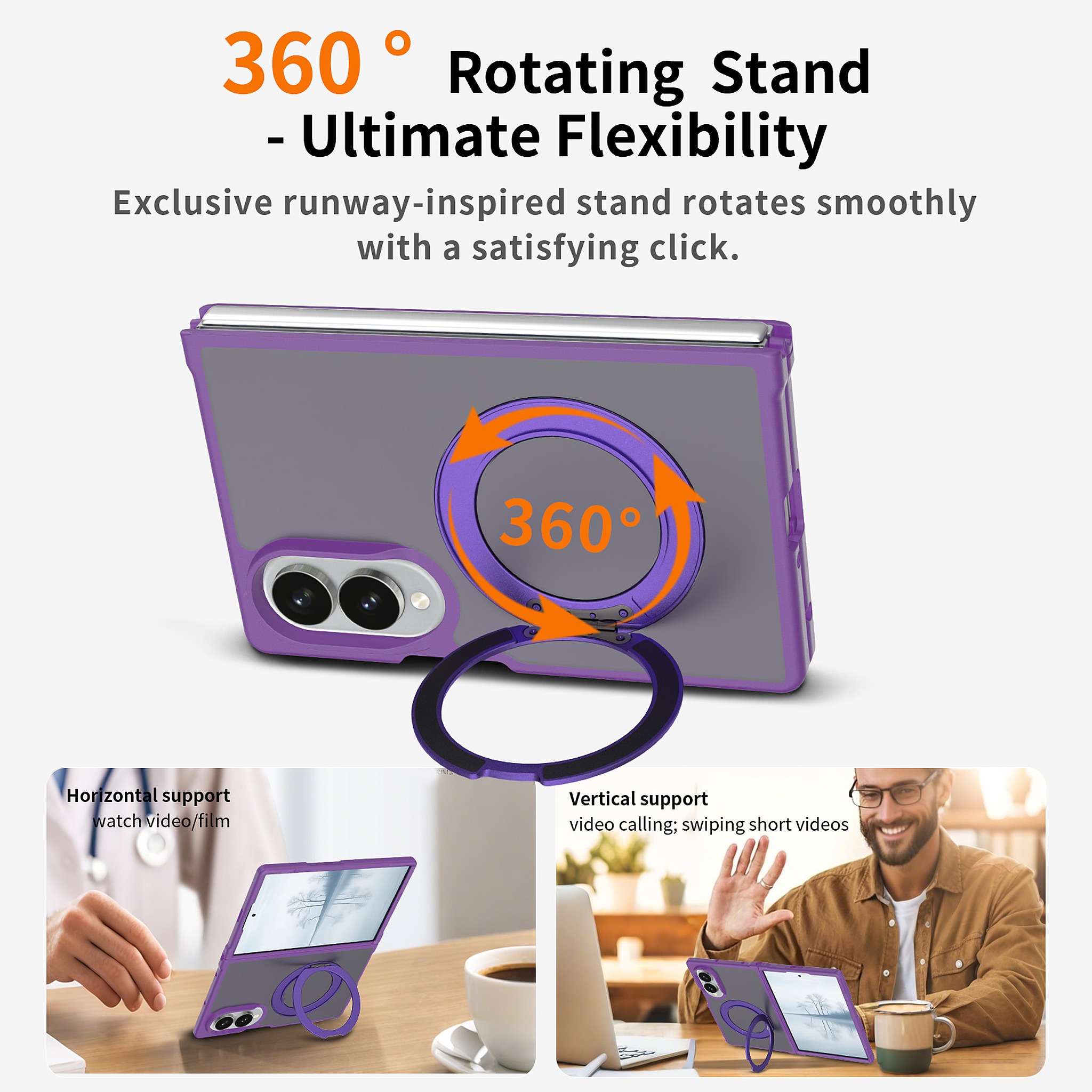 SendaFit Matte Skin-Feel 360° Stand Fold-Open Case for Galaxy Z Fold 8 detail 7