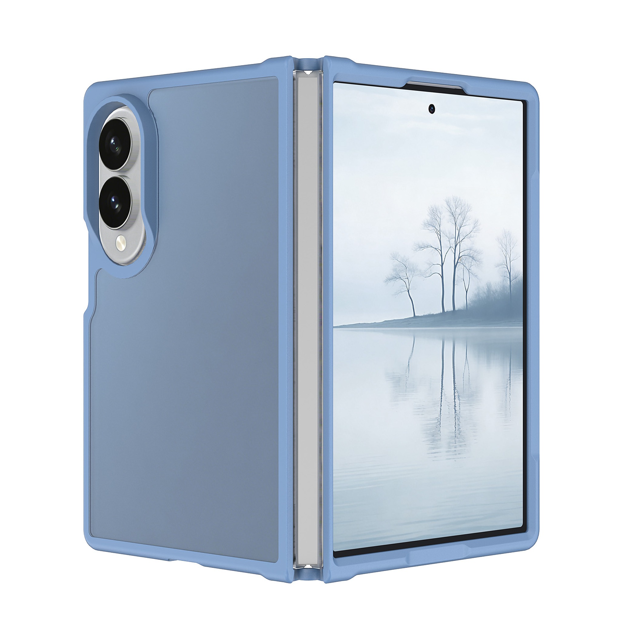 SendaFit Matte Skin-Feel Two-in-One Fold-Open Case for Galaxy Z Fold 8 - Sierra Blue