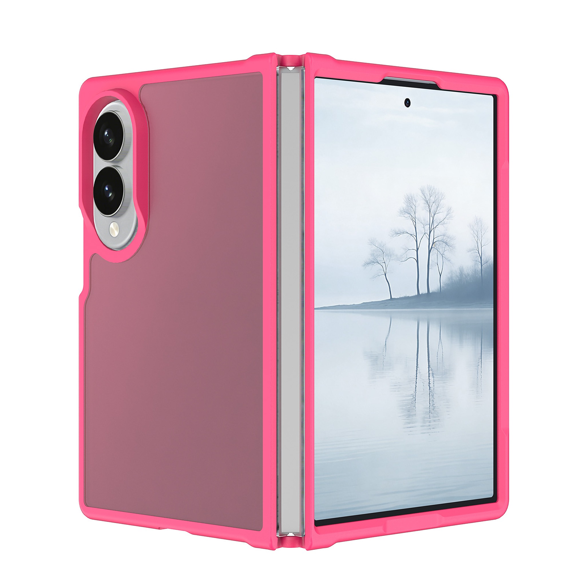 SendaFit Matte Skin-Feel Two-in-One Fold-Open Case for Galaxy Z Fold 8 - Rose Red