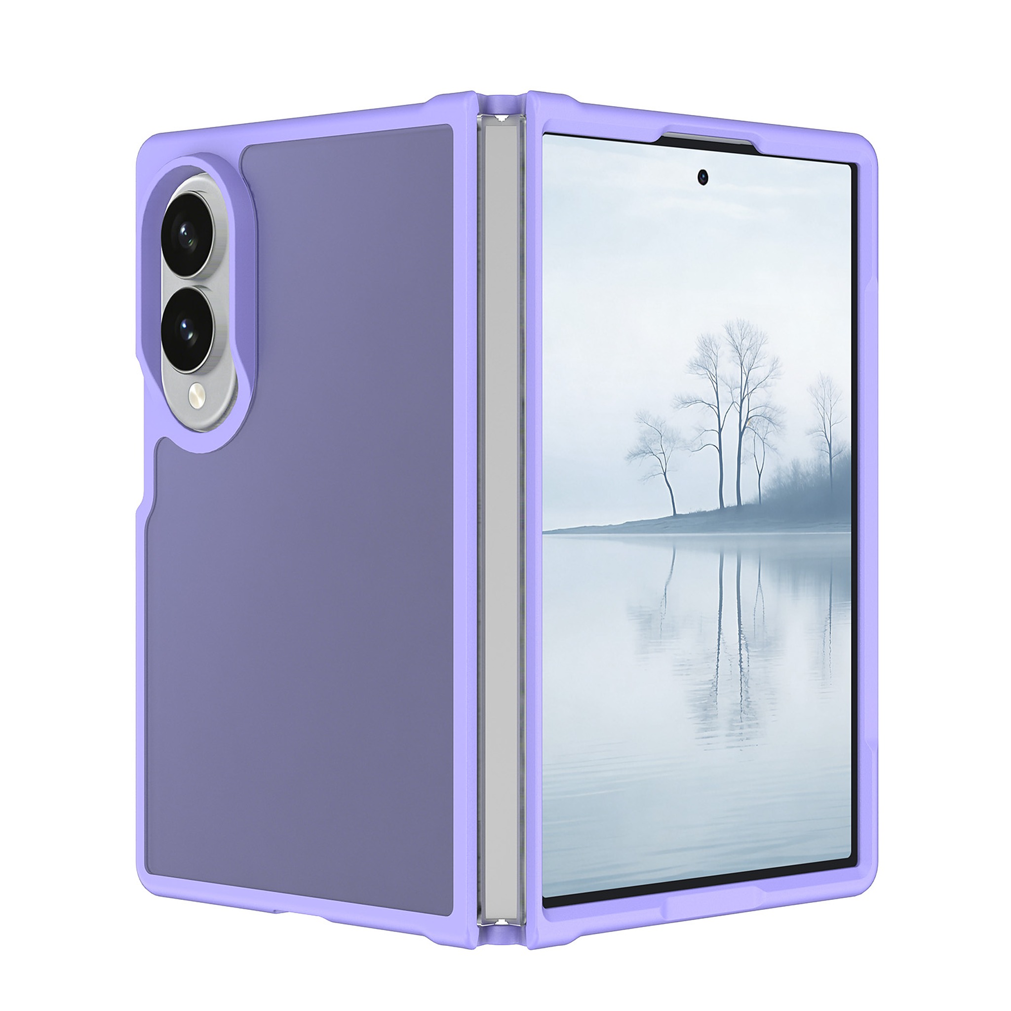 SendaFit Matte Skin-Feel Two-in-One Fold-Open Case for Galaxy Z Fold 8 - Light Purple