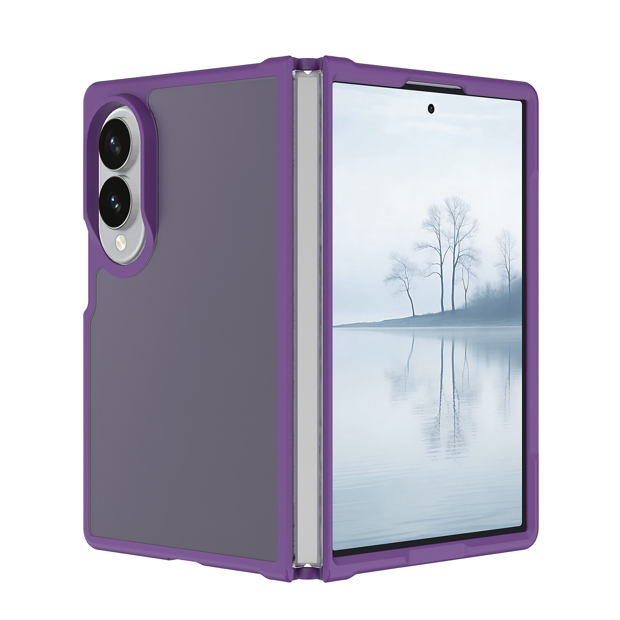 SendaFit Matte Skin-Feel Two-in-One Fold-Open Case for Galaxy Z Fold 8 - Deep Purple