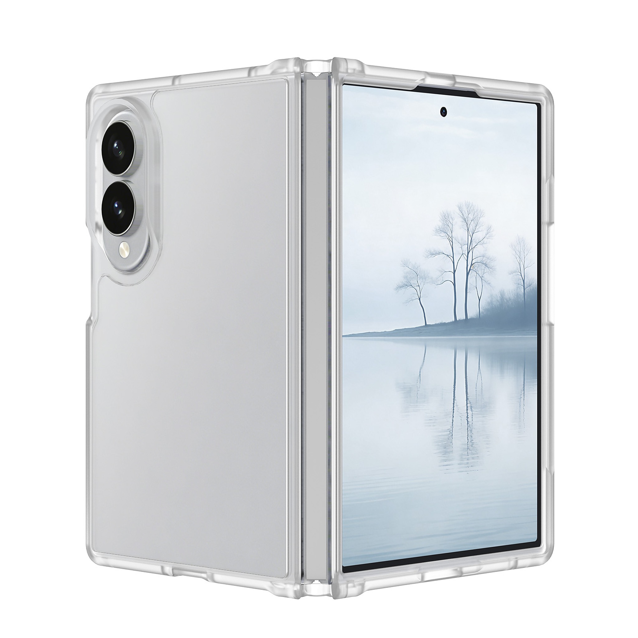 SendaFit Matte Skin-Feel Two-in-One Fold-Open Case for Galaxy Z Fold 8 - Frosted Clear
