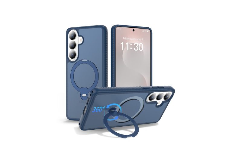 Blue Samsung Galaxy S26 Plus case on white background - SendaFit Saudi Arabia phone case import guide