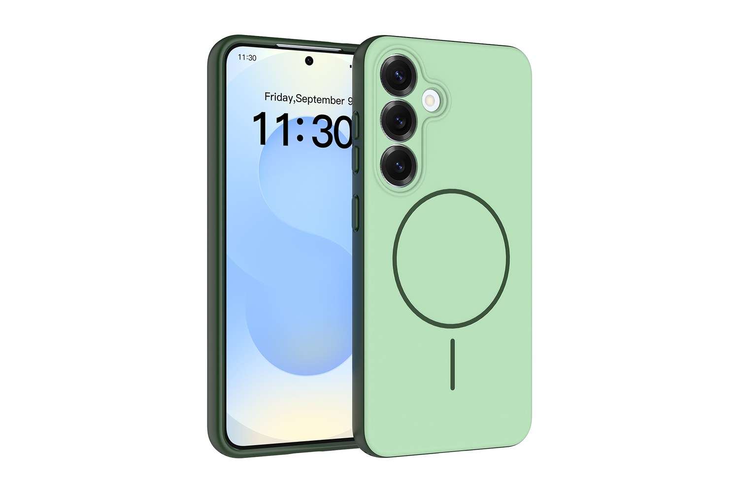 Grass green Samsung S25 magnetic two-in-one case on white background - SendaFit Qatar import guide