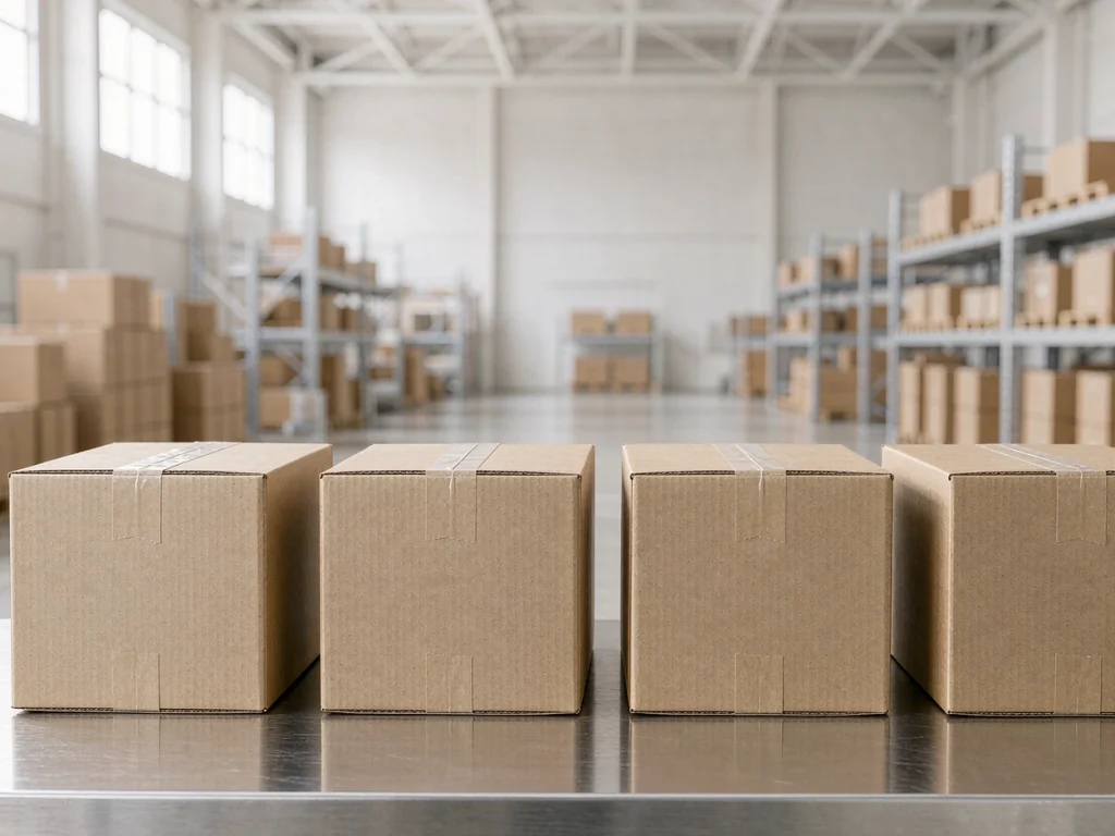 Sealed cartons lined up on a packing bench ready for dispatch