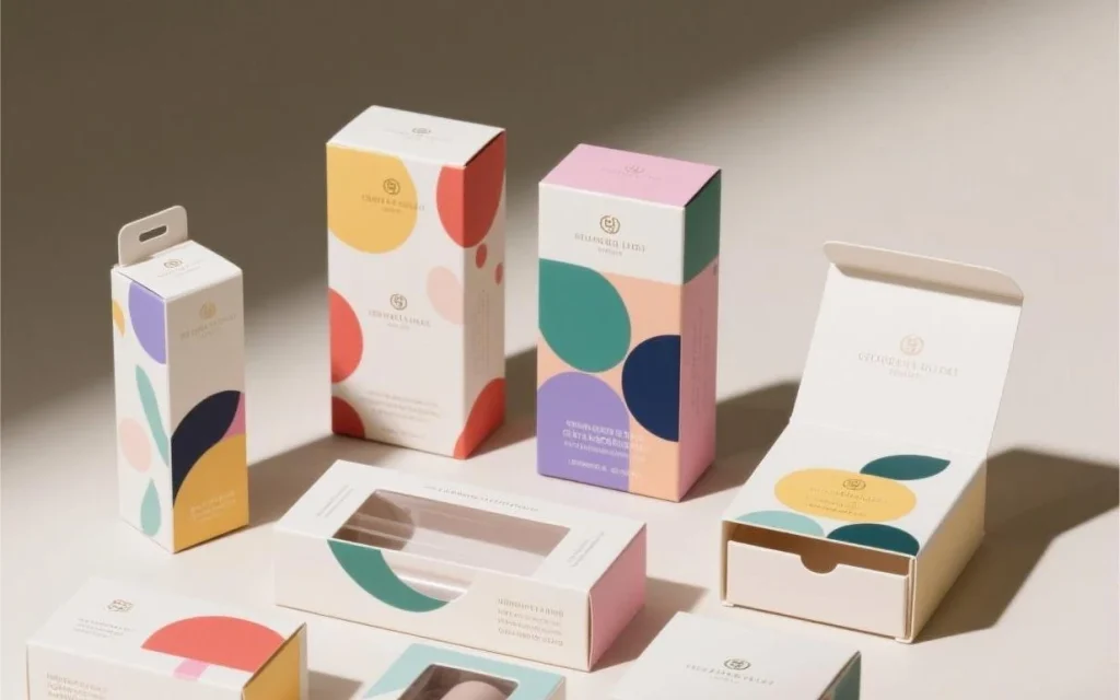 A range of custom printed cartons in different formats and artwork