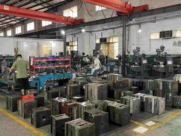 Organised mould storage racks at the production base